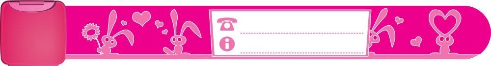 Infoband I.D. Travel Wrist Band for kids - Bunnies/Pink