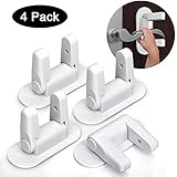 Door Lever Lock - Child/Pets Proof Door Handle Lock with 3M Adhesive - Child Safety Locks by AIRSPO (White, 4 Pack)