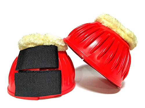 Equipride OVERREACH BOOTS BELL BOOTS MADE RUBBER WITH FAUX FUR LINED XXL-XS (S, Red)
