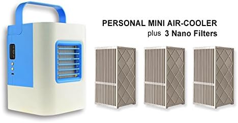 Worldibuy IDI AC-01S (2nd Edition) Personal Mini Air-Cooler, USB Electric Desktop Portable Air Purifier - with 3 Extra Nano Filters (Blue)