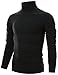 Ohoo Men's Fleece Turtleneck Sweater Slim Fit Lightweight Pullover / DCT001-BLACK-2XL