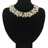 Women Statement Necklace with Black & White Rhinestone Choker for Novelty Jewelry 1 PC with Gift Box-NC01 Black and White