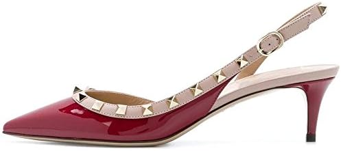 Kmeioo Pumps for Women, Rivets Heels Slingback Pumps Pointed Toe High Heel Sandals Rockstudded Shoes for Wedding Dress