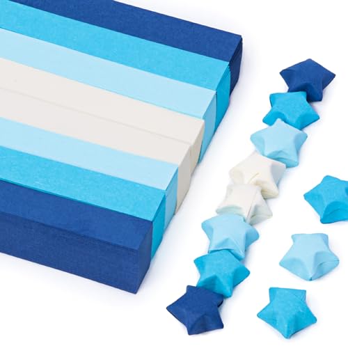 VGOODALL 1080 Stück Origami Sterne Papier, Papierstreifen Origamipapier für Basteln DIY Dekoration Geschenk Blau
