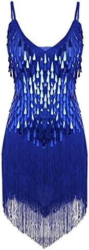 CHICTRYWomen's Sequin Fringe Tassels Ballroom Samba Tango Latin Dance Dress