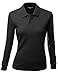 Xpril Luxurious Solid Long Sleeves PK Polo Shirt Black Size XL