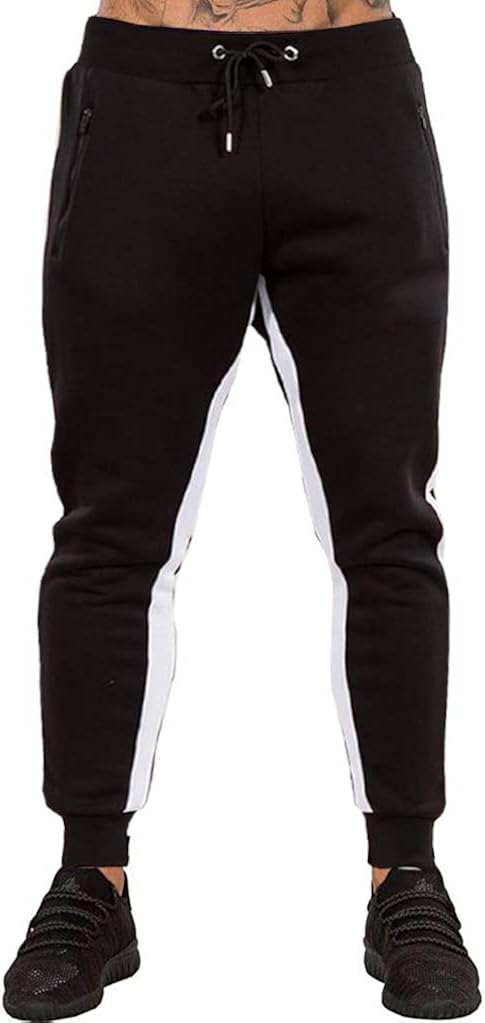 Ouber Men's Gym Jogger Pants Slim Fit Workout Running Sweatpants with Zipper Pockets: Clothing