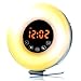 Sunrise Wake Up Light Digital Alarm Clock - [2018 Upgraded] 6 Natural Sounds, FM Radio, Sunrise and Sunset Simulation, Touch Control with Snooze Function, 7 Color Night Light for Bedside and kids
