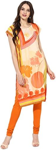 Vaamsi Women's Indian Tunic Top Crepe Kurti(PK1372_Orange_M)