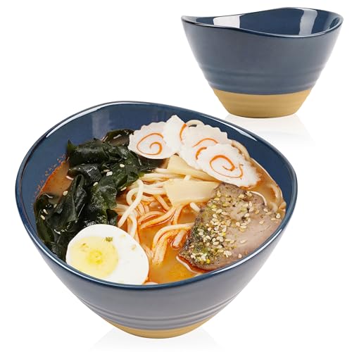 NUTRIUPS Ceramic Ramen Bowl Set, Japanese Noodle Soup Bowls, 28oz Tableware Noodle Bowl Set of 2