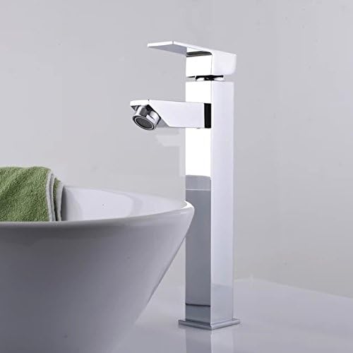 Bakala Bathroom Sink Faucet Waterfall Vessel Sink Faucet Single Handle One Hole for Lavatory Brass Contemporary Hotel Square Style Polished Chrome