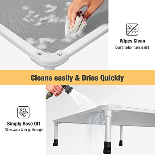Veehoo Chew Proof Elevated Dog Bed Cooling Raised Pet Cot Silver