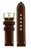 JP Leatherworks Panerai Style Thick Full Grain Leather Watch Band With Heavy Stainless Steel Buckle (Brown)