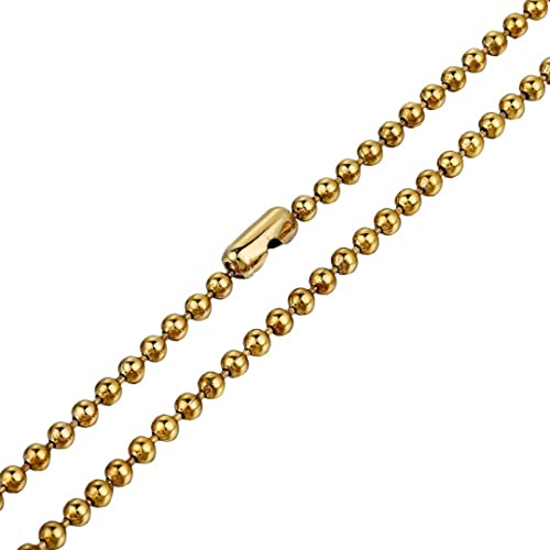 INFINIQUE CREATIONS 18K Gold Plated Stainless Steel Ball Chain Bracelet Necklace Men Women 7" - 38" (18, 4mm, Gold) at Amazon