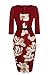 Women's Retro 1950s Style Sleeveless Slim Business Pencil Dress (Burgundy,L)