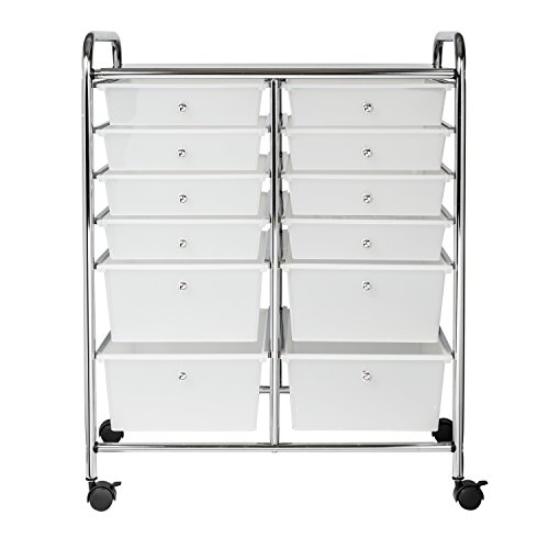 HONEY-CAN-DO ROLLING STORAGE CART AND ORGANIZER WITH 12 PLASTIC DRAWERS