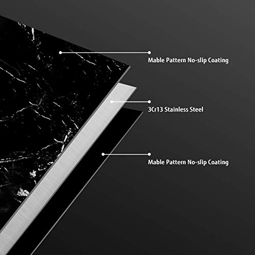 hecef Marble Pattern Kitchen Knife Set of 5, Stainless Steel Blade with Ergonomic Handle（PP+TPR Material）includes Santoku, Chef, Bread, Utility and Paring Knife