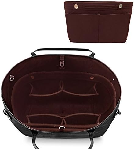 Danslove Felt Fabric Purse Handbag Organizer Bag - MultiPocket Insert Bag Brown S