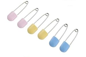JJLFresheners Assorted Color Locking Nappy Pins Baby Kids Diaper Pins 6Pcs Plastic Head Safety Pins Clip Holder
