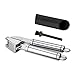 Greenco Heavy Duty Solid Stainless Steel Garlic Press, Crusher, Mincer, Including 2 Free Bonuses Inside, Silicone Garlic Peeler and a Cleaning Brush
