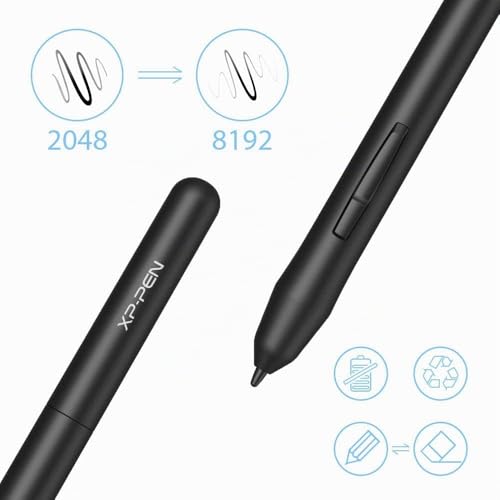 XP-Pen Star03V2 12 Inch Graphic Tablet with Passive Stylus 8192 Levels and 8 Shortcuts Pallette Digital Drawing - Compatible with Windows Mac Chromebook