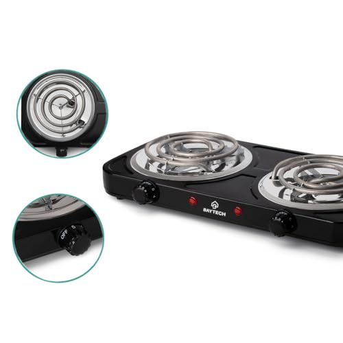 Fogareiro Elétrico 2 Bocas Espiral 127V/220V 2000W Portátil BAYTECH (Preto, 127V)