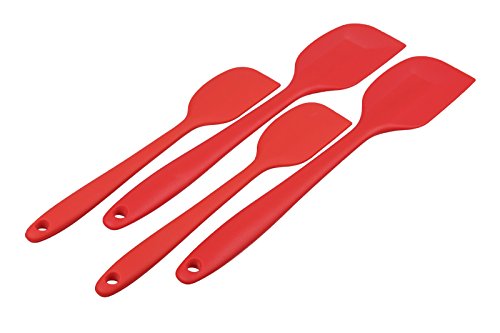 4 Piece Premium Professional Cooking Utensils Silicone Spatula Set Ideal For Cooking Flipping Baking Strong Durable Steel Core Flexible Heat Resistant BPA Free FDA Approved Ergonomic Design