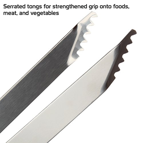 Archery Target Wooden Accessories Company Stainless Steel Grill Tongs with Laser Engraved Design - 16 Inch BBQ Grill Tongs with Wooden Handle - Grilling Gifts for Women and Men