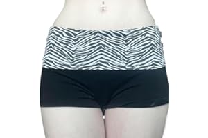 Best Rose Lounge Fold Over Shorts Zebra Striped Cheetah Low Rise Patchwork Stretchy Y2K Skinny Sexy Casual Women Shorts