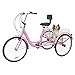 Barbella 26 Inch 3 Wheel Adult Tricycle Bike Cycling Pedal Cruiser Bicycles Folding Basket with Assembly Tools for Men/Women/Seniors(Light Pink, 7 Speed)thumb 1