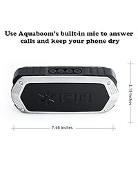 ION Audio Aquaboom parlante impermeable con Bluetooth, con micrófono incorporado y batería recargable (10 W)