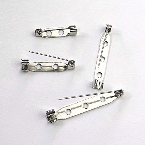 Bar Pins Brooch Clasp Pin Backs Safety Pin 120 Pieces Silver for Name Tags, Badges (4 Sizes 20mm 25mm 32mm 38mm)