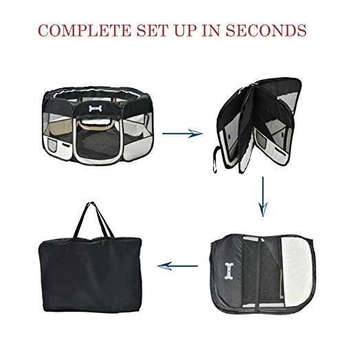 Mcdear Plegable Parque Mascota de Juego Fabric Pet Pen para Perros Gatos Conejos Animales pequeños Negro - Imagen 7
