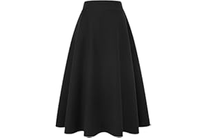 IDEALSANXUN Womens Plaid Wool Skirts Elastic Waist A-Line Pleated Tartan Long Skirts
