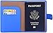Travelambo RFID Blocking Genuine Leather Passport Holder Wallet Cover Case Wing Pocket (Blue)