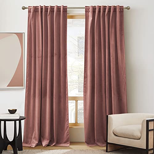 RYB HOME Mauve Velvet Curtains