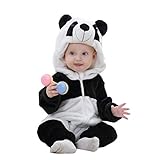 Idgirl Unisex-baby Winter Flannel Romper Panda Outfits Suit (90CM (4-12 months), panda)