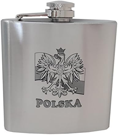 Polska Eagle on Flag Stainless Steel Flask 6oz