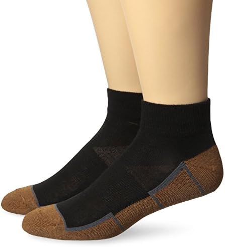 Copper Sole Men's 2 Pack Athletic Ankle Socks, Black/Grey, Sock Size:10-13/Shoe Size: 6-12