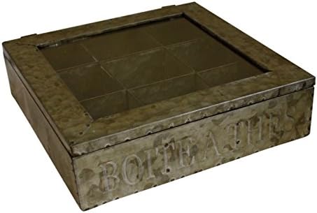 Tea Box, square, zinc, French Vintage Design "Boite a thes"