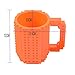 Brick Mugs Fubarbar 12 oz Coffee Cups Funny Tea Mug Beverage Cup Built-on Building Bricks enjoy Creative Time (Orange.)