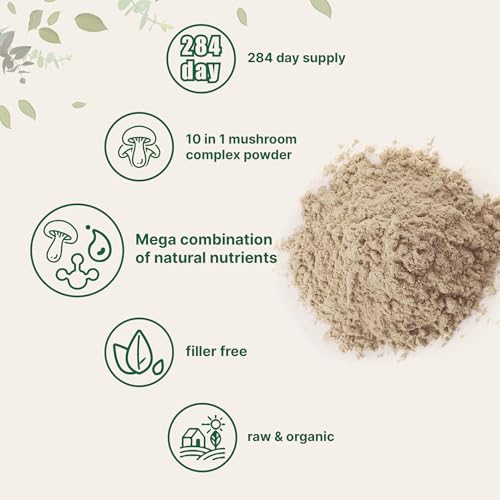Micro Ingredients Organic Mega 10 Mushroom Complex Powder for Immune System Booster, 10 Ounce (284 Grams), Chaga Mushroom, Lions Mane, Turkey Tail, Cordyceps, Reishi Mushroom