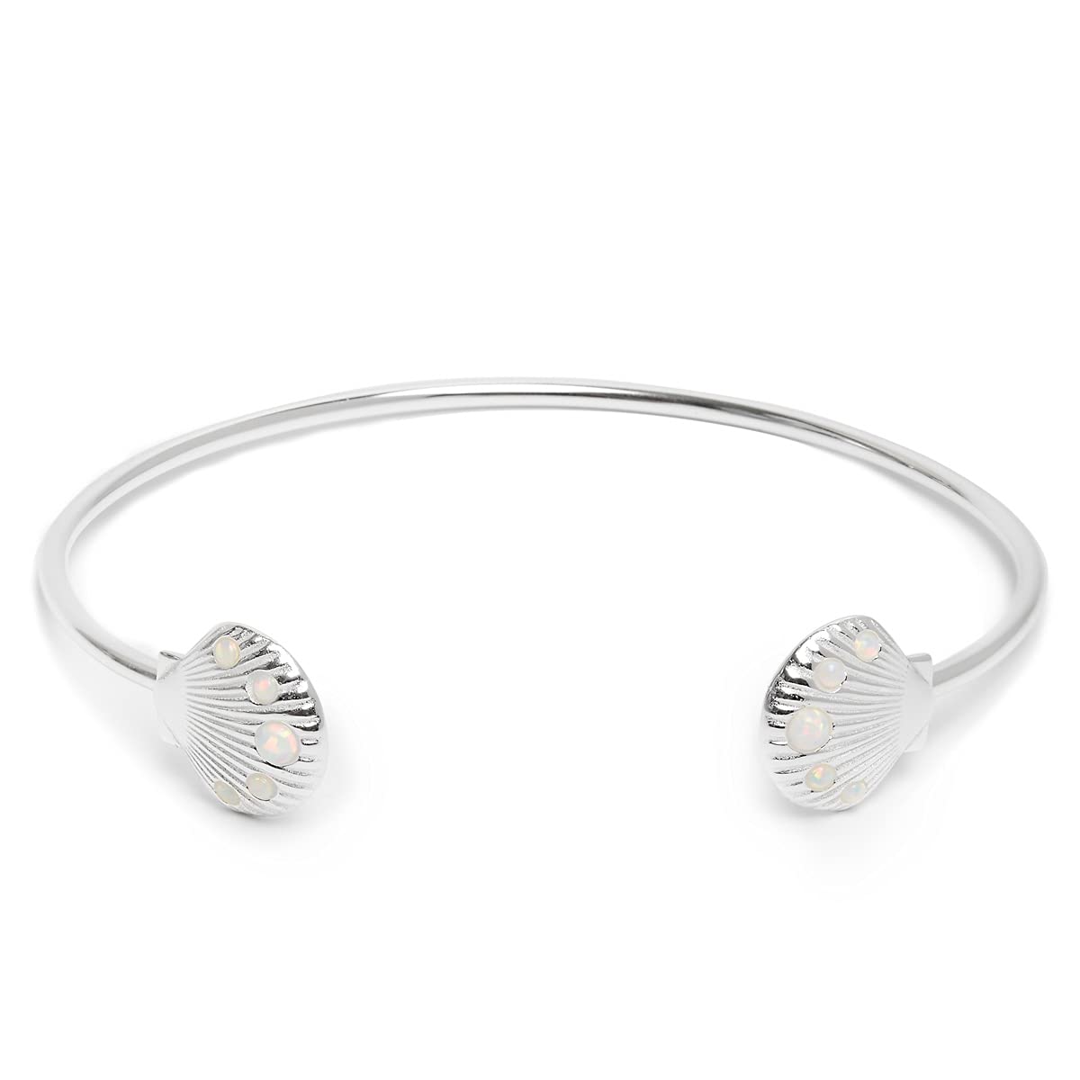 Annie Oak Womens 925 Silver Encrusted Shell Bangle Bracelet