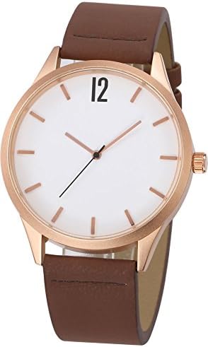 Unisex Wristwatch Fashion Casual Quartz Analog Wrist Watch with PU Leather Strap for Men Male Women Ladies Female TB-4093 (Gold)