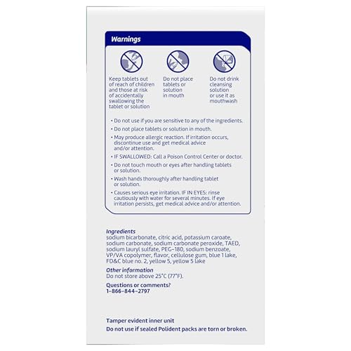 POLIDENT OVERNIGHT WHITENING ANTIBACTERIAL DENTAL APPLIANCE CLEANSER TABLETS, MOUTHGUARD CLEANING TABLETS, 90 COUNT