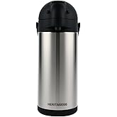 Heritage66 3L Airpot Coffee Dispenser, Stainless Steel Triple-Wall Vacuum Insulated Pump Pot, Thermal Coffee Server Keeps Drinks Hot 12 Hrs/Cold 24 Hrs, Ideal for Home, Office, Parties