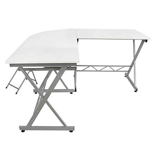3-Piece L-Shape Corner Computer Office Desk PC Laptop Table Home Workstation White New