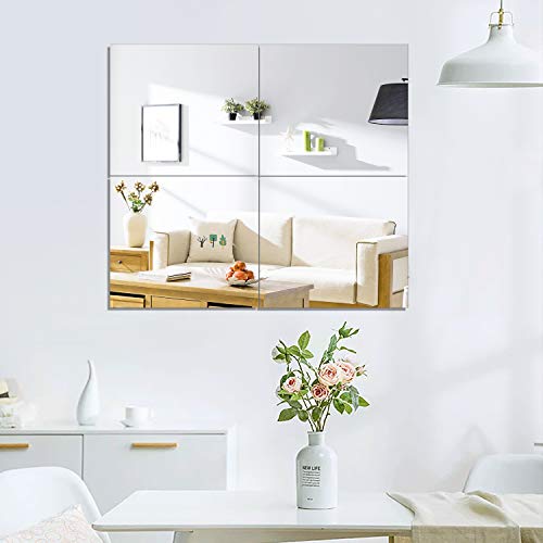 PexFix Full Length Mirror Frameless Mirror, 12inch X 16inch Wall Mirror 4-Piece Set Free Combination Rectangular Glass Flat Mirror Tiles Decoration Mirrors for Bathroom, Livingroom or Bedroom - Thumbnail 3