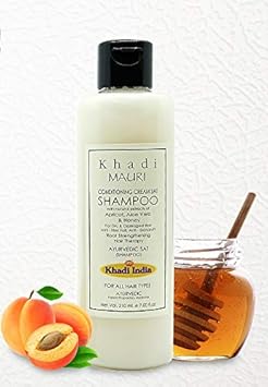 Khadi Mauri Herbal Conditioning Cream Shampoo - 210 ml - Dry & Damaged Hair Treatment - Enriched with Apricot Oil, Aloe Vera & Honey
