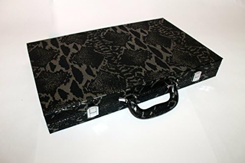 18" Luxury Python Backgammon Set Black with Velvet Inlay By Vive Designs